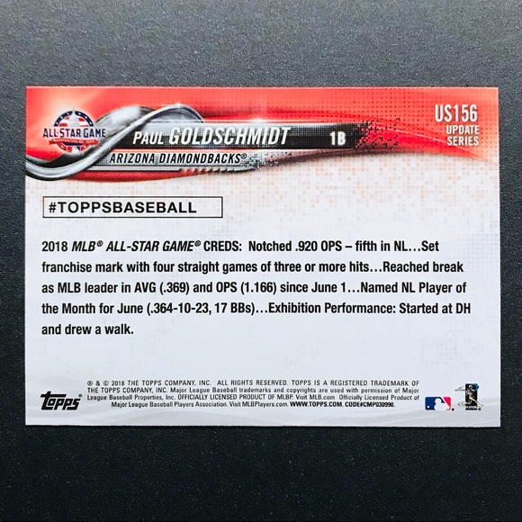Paul Goldschmidt - 2018 Topps Update AS #US156 - Picture 2 of 2